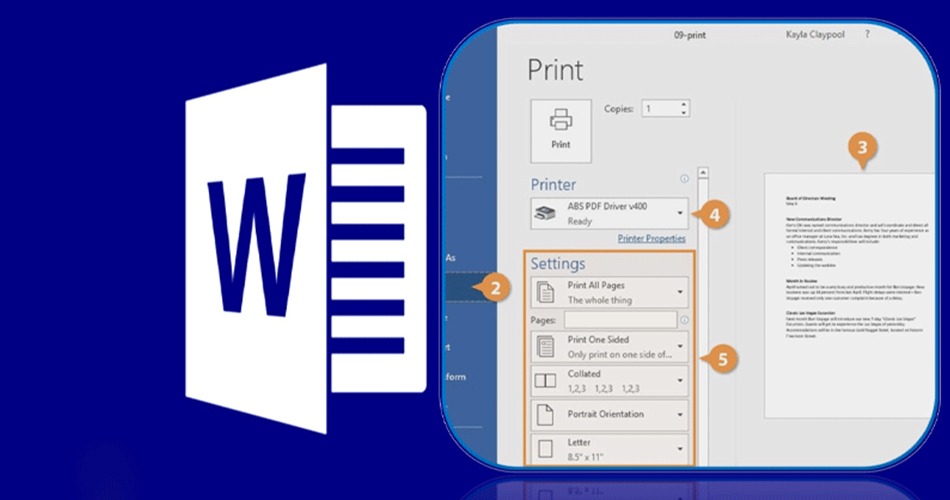 Training on front and back printing in Word