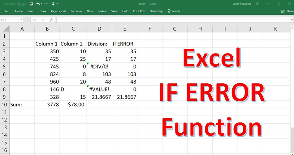 iferror formula in excel